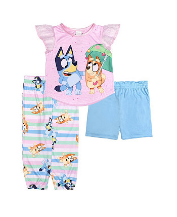 Пижама для маленьких девочек, комплект из 3 предметов Bluey