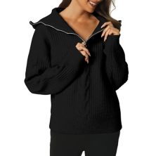 Женские трикотажные свитера в рубчик с длинным рукавом и половиной молнии с V-образным вырезом, топ-джемпер Seta T