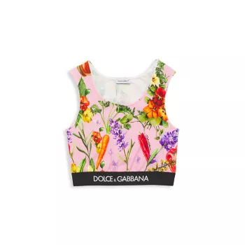 Укороченная майка с цветочным принтом для девочек Dolce & Gabbana