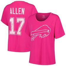 Женская розовая футболка Majestic Threads Josh Allen Buffalo Bills с именем и номером Majestic