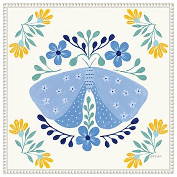 Folk Butterfly I by Yvette St. Amant Framed Canvas Wall Art Print Amanti Home