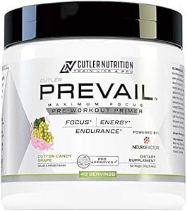 Порошок Prevail Pre Workout с ноотропами: Энергетический и фокусирующий напиток для мужчин и женщин с L-Цитруллином, Альфа GPC, L-Тирозином | Вата из клубники и винограда, 40 мерных ложек Cutler Nutrition