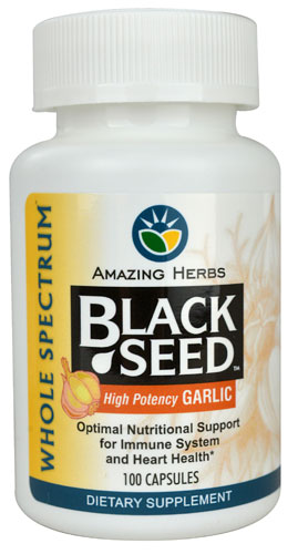 Black Seed™ с высокоэффективным чесноком -- 100 вегетарианских капсул Amazing Herbs