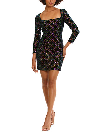 Женское мини-платье с квадратным вырезом, расшитое бисером Donna Morgan
