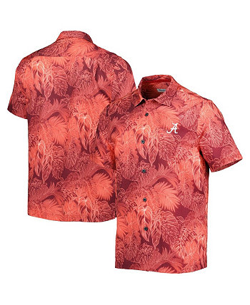 Мужская лагерная рубашка на пуговицах Crimson Alabama Crimson Tide Big and Tall Coast с люминесцентным покрытием Fronds Island Zone Tommy Bahama