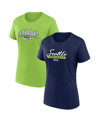 Женский комплект футболок темно-синего, неоново-зеленого цвета с футболкой для болельщиков «Сиэтл Сихокс» Fanatics