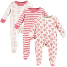 Touched by Nature Baby Girl Organic Cotton Zipper Sleep and Play 3pk, Tulip Touched by Nature