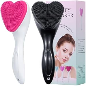 Silicone Face Scrubber Exfoliating Brush, Beomeen 2 Pack Manual Handheld Facial Cleansing and Blackhead Scrubber, Soft Bristles Waterproof for Face Skincare (Blue, Pink) Beomeen