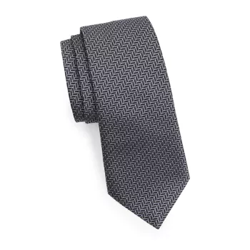Жаккардовый шелковый галстук с узором шеврон Emporio Armani