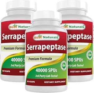 Best Naturals Serrapeptase 40000 SPUs 90 Vcaps (90 Count (Pack of 1)) Best Naturals