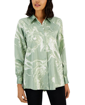 Женская плиссированная атласная рубашка с принтом, созданная для Macy's Alfani