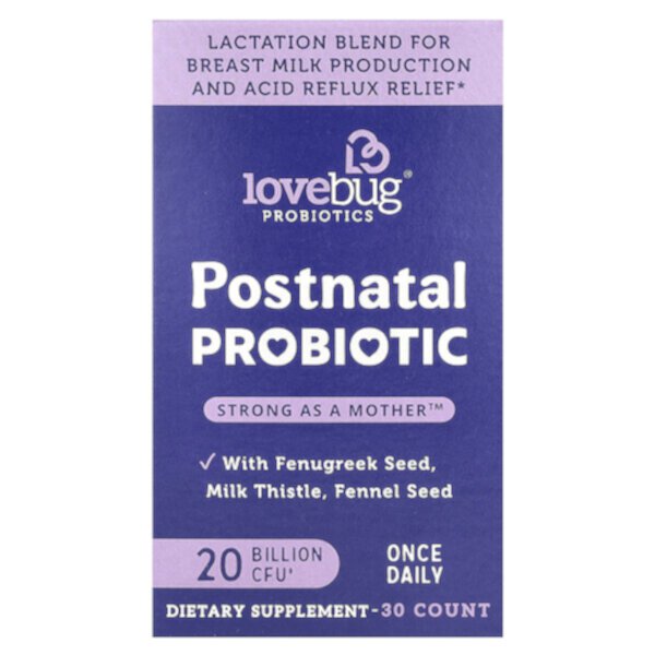 Постнатальный пробиотик, 20 миллиардов КОЕ, 30 шт. LoveBug Probiotics