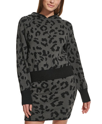 Женский пуловер с капюшоном в животном принте DKNY DKNY