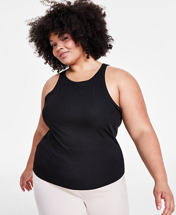 Trendy Plus Size Ribbed Tank Top, Created for Macy's Bar III