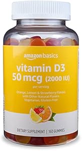 Amazon Basics Vitamin D3 2000 IU Gummies, Orange, Lemon & Strawberry, 160 Count (2 per Serving) (Previously Solimo) Amazon Basics