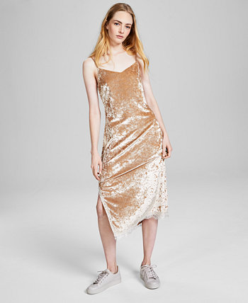 Женское бархатное платье-комбинация с кружевной отделкой, созданное для Macy's And Now This