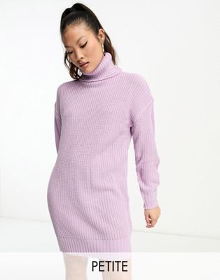 Сиреневое вязаное платье-свитер с высоким воротником Violet Romance Petite VIOLET ROMANCE