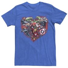 Мужская футболка Marvel Avengers Heart Group Shot Valentine Marvel