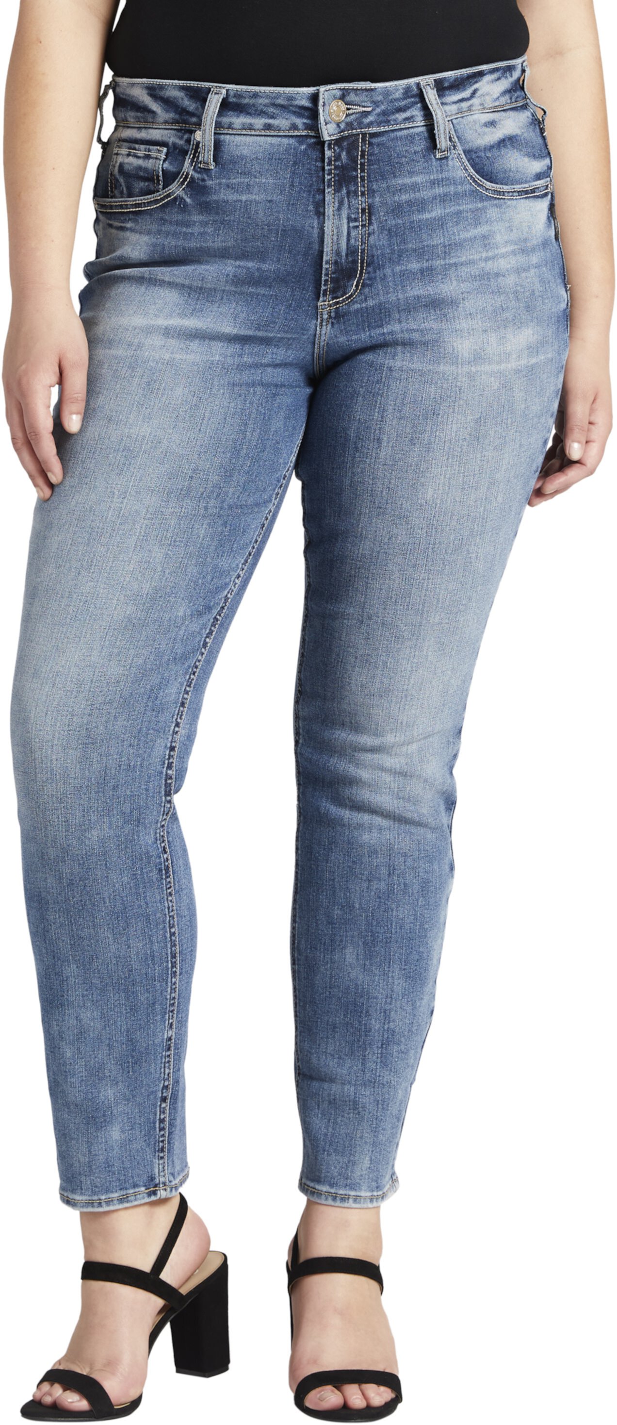 Прямые джинсы большого размера Avery с высокой посадкой W94443EAE255 Silver Jeans Co.