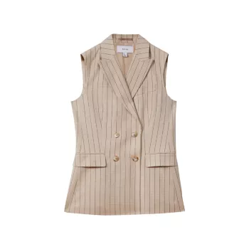 Odette Pinstriped Wool-Blend Vest REISS