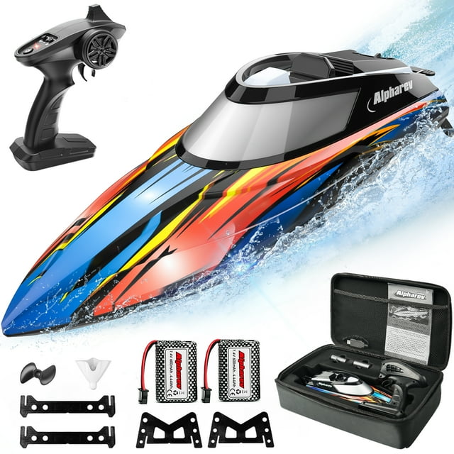 Toy Choi's RC Boat with Case, R308 32+ KPH Fast Remote Control Boat for Pools and Lakes, Portable Suitcase, Self-Righting, One Key Demo, 2.4Ghz Racing RC Boats for Adults & Kids Toy Choi's