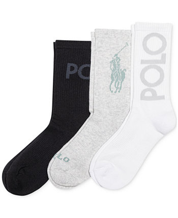 Women's 3-Pk. Tonal Logo Crew Socks Polo Ralph Lauren