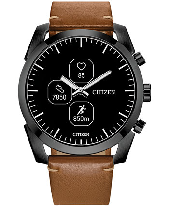 Мужские умные часы CZ Smart Hybrid Sport с коричневым кожаным ремешком, 43 мм Citizen