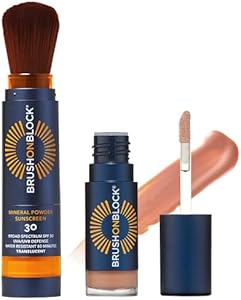 Brush On Block Sun Shine Protective Lip Oil SPF 30, Mineral Protection from UVA/UVB & Blue Light, Hydrating, Cruelty-Free, Gluten-Free, & Vegan, Coral Brush On Block