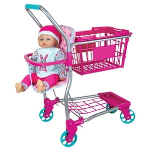 Lissi Baby Doll with Pink Toy Shopping Cart, for Boys & Girls 3 Years and up Lissi