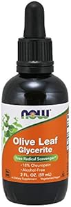 NOW Foods Supplements, Olive Leaf Glycerite Liquid, 18% Oleuropein, Dropper Included, Free Radical Scavenger*, 2-Ounce NOW Foods