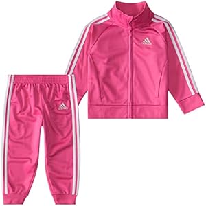 adidas Girl's Zip Front Classic Tricot Jacket and Joggers Set Adidas