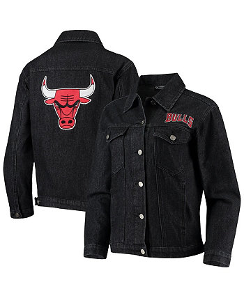Женская черная джинсовая куртка на пуговицах с нашивкой Chicago Bulls The Wild Collective