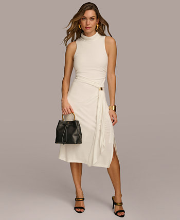 Женское платье с искусственным запахом и воротником-стойкой Donna Karan New York