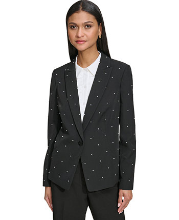 Женский пиджак на одной пуговице, украшенный бусинами Karl Lagerfeld Paris