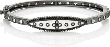 Клевер стерлингового серебра с белой эмалью CZ Шарнирный браслет браслет Freida Rothman