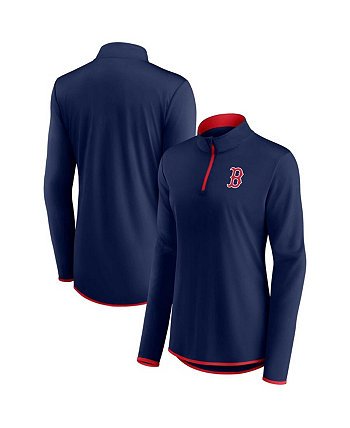 Женская темно-синяя футболка с молнией на четверть в углу Boston Red Sox Fanatics