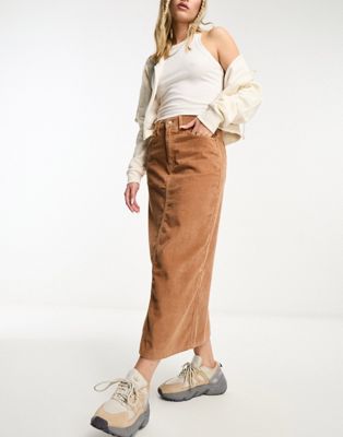 Вельветовая юбка макси светло-коричневого цвета Cotton On COTTON ON