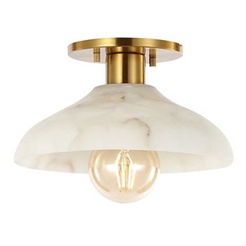 Amara 1-light Mid-century Classic Alabaster/iron Led Semi Flush Mount Jonathan Y Designs