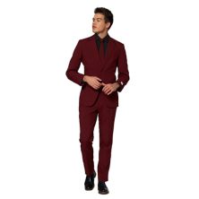 Мужской приталенный бордово-красный костюм и галстук OppoSuits OppoSuits
