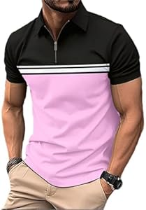 Men's Casual Polo Shirts Short Sleeve Fashion Golf Shirt Classic Striped Slim Fit T-Shirts Envmb