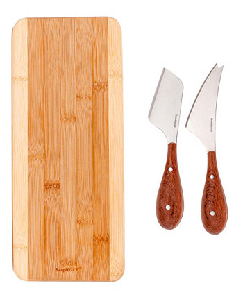 Бамбуковая длинная двухцветная доска из 3 частей и набор ножей для сыра Aaron Probyn BergHOFF