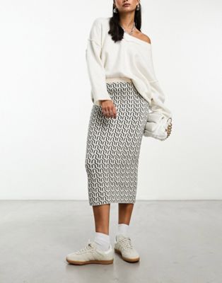 Однотонная юбка миди Vero Moda с гео-трикотажем — часть комплекта VERO MODA