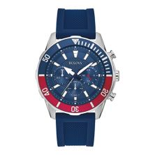 Мужские спортивные часы Bulova с синим силиконовым ремешком с хронографом - 98A288 Bulova