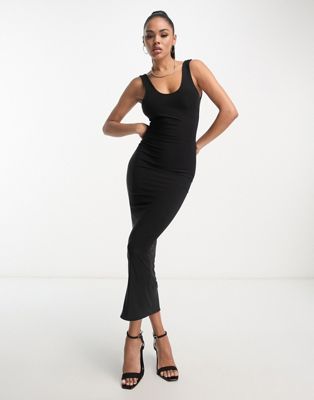 Черное платье макси со скульптурным вырезом и овальным вырезом Fashionkilla Fashionkilla