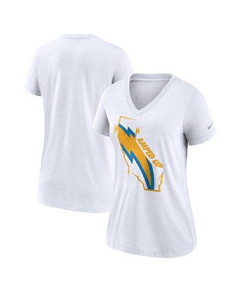 Женская белая футболка Los Angeles Chargers Hometown Collection Tri-Blend с v-образным вырезом Nike