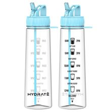 Мотивационная бутылка для воды с соломой и отметкой времени, без BPA, устойчивая к падению спортивная бутылка Hydrate