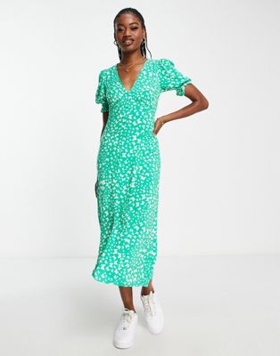 Новое зеленое женское платье средней длины New Look с застежкой на пуговицы в театральном стиле New Look