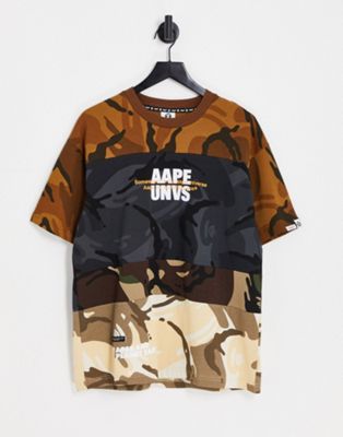 Коричневая футболка с камуфляжным принтом AAPE By A Bathing Ape AAPE BY A BATHING APE®