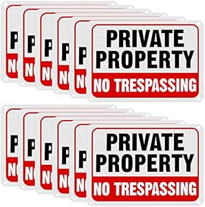 LEIFIDE 12 Pcs No Trespassing Signs Private Property Metal Reflective Aluminum No Trespassing Weatherproof Warning Signs for Property Security Outdoor Yard Home, 7 x 10 Inch(Purple,White) Leifide