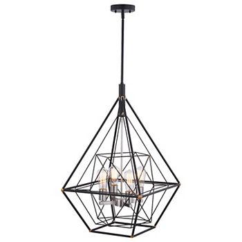 Bartlett 4L Bronze and Nickel Geometric Industrial Pendant Cage Light Vaxcel